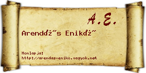 Arendás Enikő névjegykártya